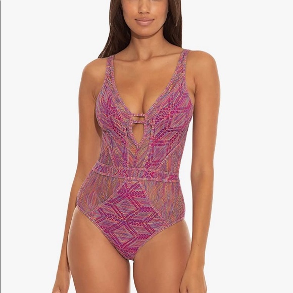 BECCA Other - 😍Becca by Rebecca Virtue Women's Mosaics Show & Tell Plunge One Piece Swimsuit